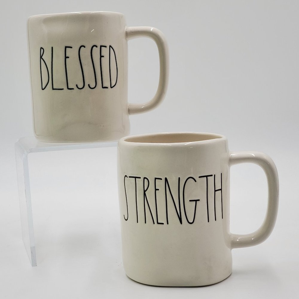Rae Dunn Pottery Mugs “STRENGH” & “BLESSED” - Picture 14 of 14